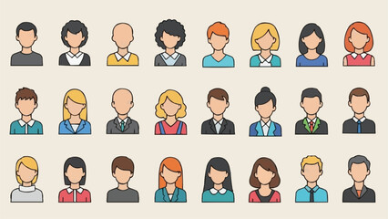 Collection of Diverse People Avatars for User Profiles.