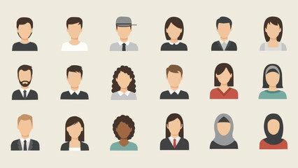 Collection of diverse people avatars for user profiles.