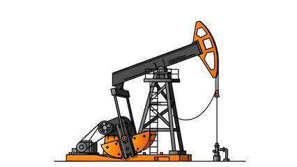 Oil Pumpjack Extracting Fossil Fuel Vector Oil Well Pump Contributing to Warming 