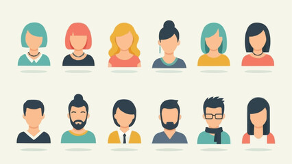 Collection of Diverse People Avatars User Profile Icons.