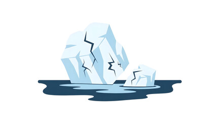 Melting Iceberg Climate Change Illustration Climate Disaster Melting Glacier Icon Cracked Iceberg Floating in Ocean 
