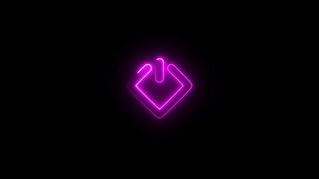 Glowing neon power button icon animation. Switch startup neon turns on off button animation.  Neon power reset button sign animation.