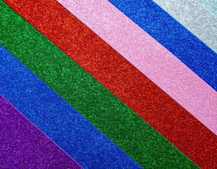 Fototapeta premium Diagonal bands of sparkly color fill the frame, close-up texture