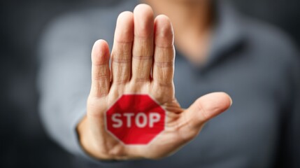 Hand gesture with stop sign showing caution in communication and expressing boundaries