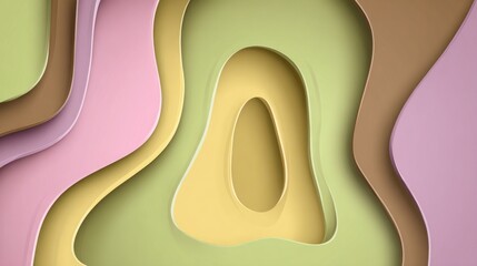 Colorful layers create a three dimensional shape on a smooth surface