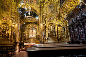 Fototapeta premium Intricate golden interior of a historic cathedral.. Orense Cathedral, Spain