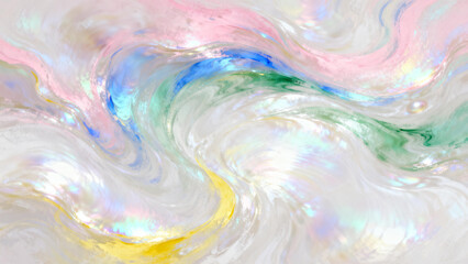 Abstract swirling patterns with iridescent colors and fluid motion