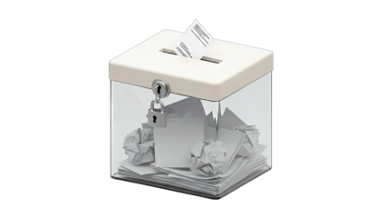 Ballot Box Secured with Padlock and Filled with Papers