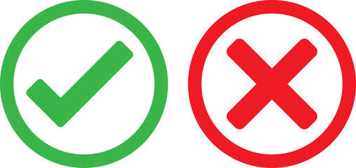Checkmark and cross icons set