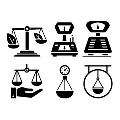 Scales Icons Set &ndash; Balance, Justice, Measurement and Business Symbols