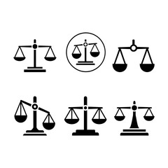 Scales Icons Set &ndash; Balance, Justice, Measurement and Business Symbols