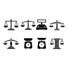 Scales Icons Set &ndash; Balance, Justice, Measurement and Business Symbols