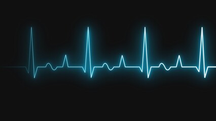 Fototapeta premium A medical ecg graph with a blue waveform on a black background