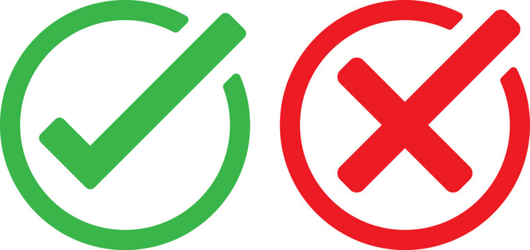 Minimalist check and cross icons set