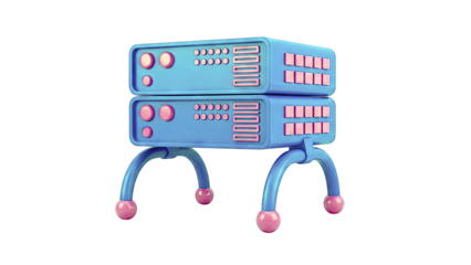 Stylized Server Rack with Pink Accents