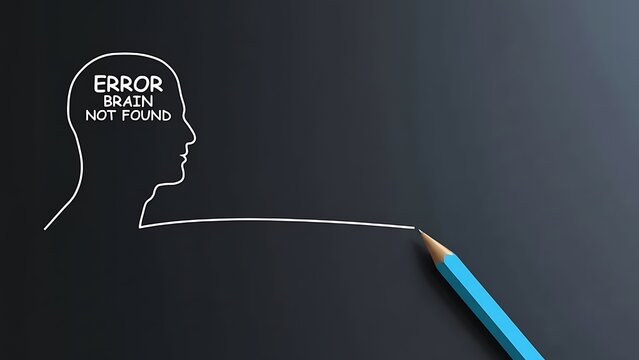 Error brain not found a drawing of a head with a message