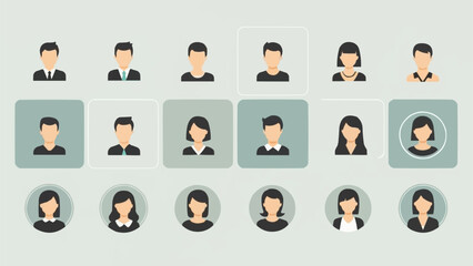 Collection of Diverse User Profile Icons Representing People.