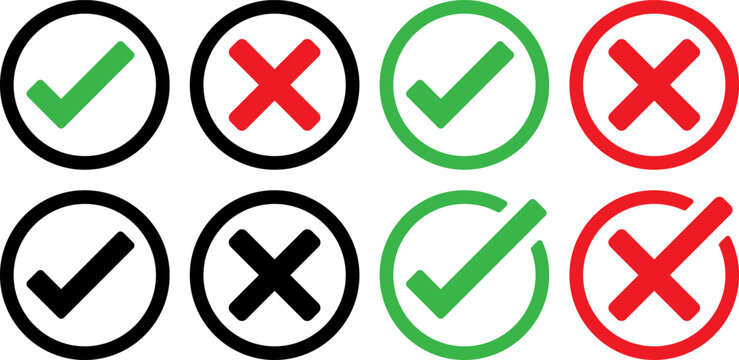 Check and cross mark icons set
