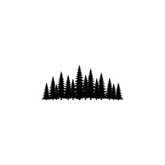 A serene forest landscape with a group of evergreen trees standing tall in the darkness