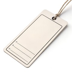 Blank Minimalist Product Price Tag with String Isolated on White Background.