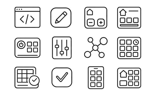 Vector function schedule icon control programmable home icons button editable module panel