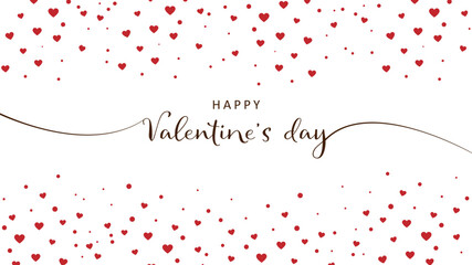 バレンタイン背景　ハッピーバレンタインの文字と赤いハートのフレーム　白背景