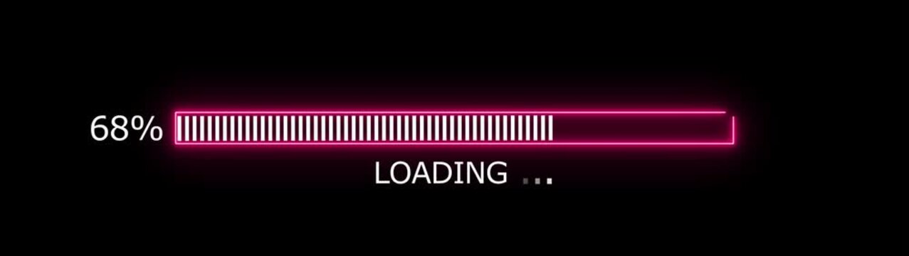 95% loading bar icon diagrams Info graphics animation. Neon loading pie chart background video.