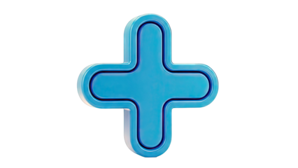 Blue 3D Plus Sign Icon
