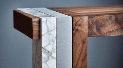 Elegant Fusion of Wood and Marble in Modern Furniture Design Showcasing Craftsmanship and Material Quality