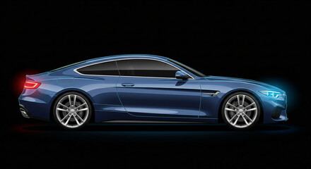 Fototapeta premium Sleek modern luxury sports car illustration with aerodynamic design and premium metallic finish.
