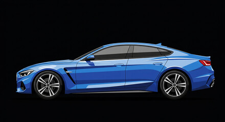 Naklejka premium Sleek modern luxury sports car illustration with aerodynamic design and premium metallic finish.