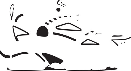 Vector illustration of sport shoes isolated on a white background featuring a digital circuit board pattern and tech line art for a modern engineering concept design