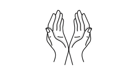 Fototapeta premium Minimalist line art illustration depicting two hands gently cupped together open palms in a gesture of care and support