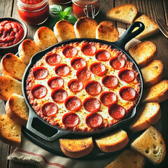 Pepperoni Pizza Dip with Toasted Bread