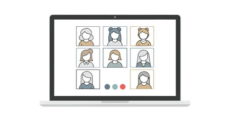 Online Meeting Video Conference Icon Vector Isolated