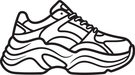 Vector illustration of sport shoes isolated on a white background featuring a digital circuit board pattern and tech line art for a modern engineering concept design