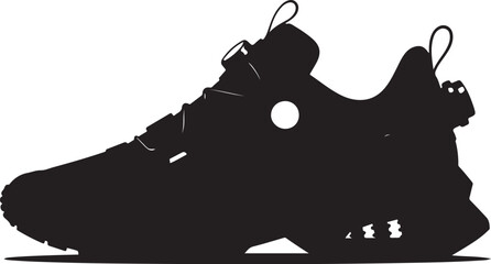 Vector illustration of sport shoes isolated on a white background featuring a digital circuit board pattern and tech line art for a modern engineering concept design