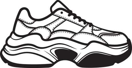Vector illustration of sport shoes isolated on a white background featuring a digital circuit board pattern and tech line art for a modern engineering concept design