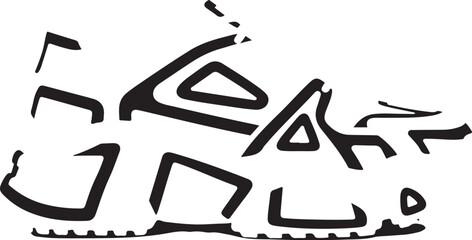 Vector illustration of sport shoes isolated on a white background featuring a digital circuit board pattern and tech line art for a modern engineering concept design