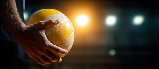 volleyball in hand with glowlight