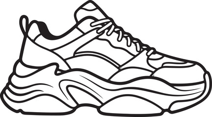 Vector illustration of sport shoes isolated on a white background featuring a digital circuit board pattern and tech line art for a modern engineering concept design