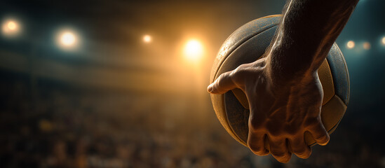 volleyball in hand with glowlight