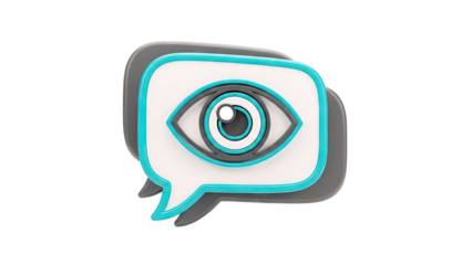 3D Chat Bubble Icon with Eye Symbol