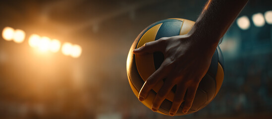 volleyball in hand with glowlight