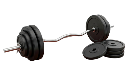 Curved Barbell with Weight Plates