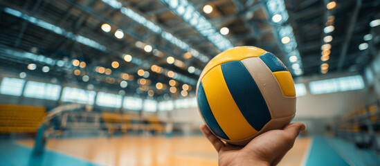 volleyball in hand with glowlight