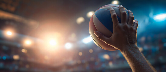 volleyball in hand with glowlight