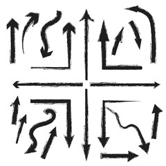 Hand-drawn black grunge arrows pointing in multiple directions