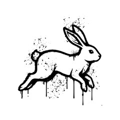 Obraz premium Jumping rabbit animal silhouette spray paint stencil graffiti street art