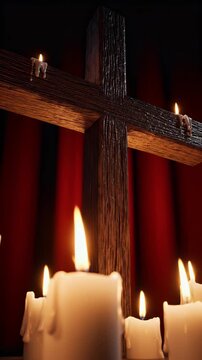 Good Friday sacred background with candle glow low light atmosphere and reverent Christian mood